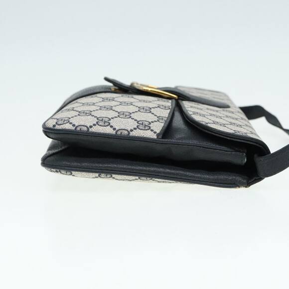 GUCCI GG Supreme Shoulder Bag Pvc Leather Navy Gold - Picture 4 of 16